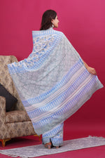 Load image into Gallery viewer, Mulmul Cotton Saree with Hand Block Print - Shivanya Handicrafts Women's Traditional Indian Wear