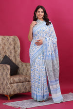 Load image into Gallery viewer, Mulmul Cotton Saree with Hand Block Print - Shivanya Handicrafts Women's Traditional Indian Wear