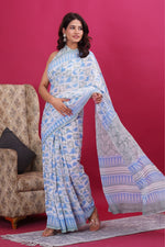 Load image into Gallery viewer, Mulmul Cotton Saree with Hand Block Print - Shivanya Handicrafts Women's Traditional Indian Wear