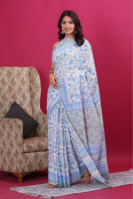 Load image into Gallery viewer, Mulmul Cotton Saree with Hand Block Print - Shivanya Handicrafts Women's Traditional Indian Wear