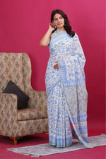 Load image into Gallery viewer, Mulmul Cotton Saree with Hand Block Print - Shivanya Handicrafts Women's Traditional Indian Wear