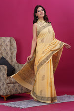 Load image into Gallery viewer, Mulmul Cotton Saree with Hand Block Print - Shivanya Handicrafts Women's Traditional Indian Wear