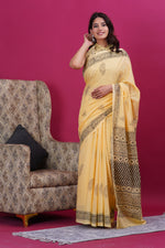 Load image into Gallery viewer, Mulmul Cotton Saree with Hand Block Print - Shivanya Handicrafts Women's Traditional Indian Wear