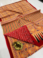 Load image into Gallery viewer, Ajrak Printed Cotton Mulmul Saree with Blouse Piece - Ethnic Indian Wear