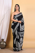 Load image into Gallery viewer, Cotton Linen Saree with Hand Block Print - Shivanya Handicrafts Women&#39;s Traditional Indian Wear
