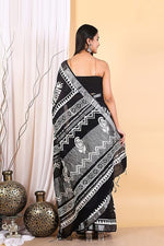 Load image into Gallery viewer, Cotton Linen Saree with Hand Block Print - Shivanya Handicrafts Women&#39;s Traditional Indian Wear
