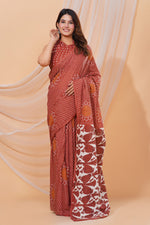 Load image into Gallery viewer, Mulmul Cotton Saree with Hand Block Print - Shivanya Handicrafts Women&#39;s Traditional Indian Wear
