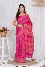 Load image into Gallery viewer, Pure Chanderi Silk Saree with Hand Block Print - Shivanya Handicrafts Women&#39;s Traditional Indian Wear
