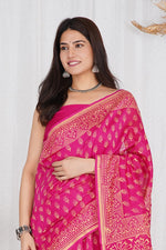 Load image into Gallery viewer, Pure Chanderi Silk Saree with Hand Block Print - Shivanya Handicrafts Women&#39;s Traditional Indian Wear
