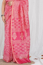 Load image into Gallery viewer, Pure Chanderi Silk Saree with Hand Block Print - Shivanya Handicrafts Women&#39;s Traditional Indian Wear
