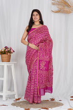 Load image into Gallery viewer, Pure Chanderi Silk Saree with Hand Block Print - Shivanya Handicrafts Women&#39;s Traditional Indian Wear
