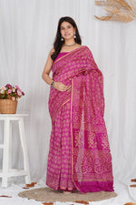Load image into Gallery viewer, Pure Chanderi Silk Saree with Hand Block Print - Shivanya Handicrafts Women&#39;s Traditional Indian Wear
