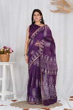 Load image into Gallery viewer, Chanderi Silk Saree with Hand Block Print - Shivanya Handicrafts Women&#39;s Traditional Indian Wear
