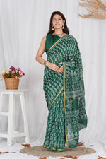 Load image into Gallery viewer, Pure Chanderi Silk Saree with Hand Block Print - Shivanya Handicrafts Women&#39;s Traditional Indian Wear
