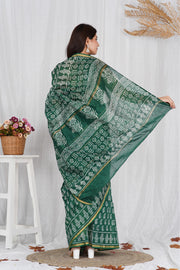 Pure Chanderi Silk Saree with Hand Block Print - Shivanya Handicrafts Women's Traditional Indian Wear