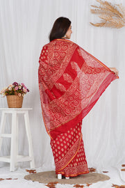 Pure Chanderi Silk Saree with Hand Block Print - Shivanya Handicrafts Women's Traditional Indian Wear