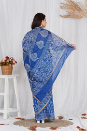 Pure Chanderi Silk Saree with Hand Block Print - Shivanya Handicrafts Women's Traditional Indian Wear
