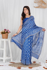 Load image into Gallery viewer, Pure Chanderi Silk Saree with Hand Block Print - Shivanya Handicrafts Women&#39;s Traditional Indian Wear
