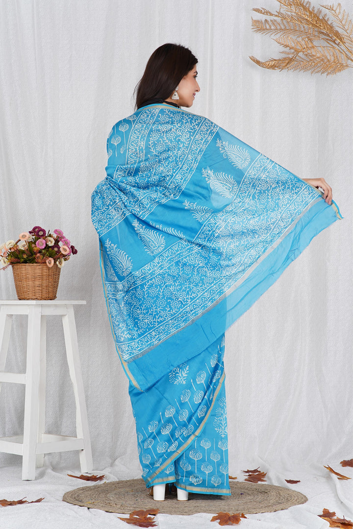 Chanderi Silk Saree with Hand Block Print - Shivanya Handicrafts Women's Traditional Indian Wear