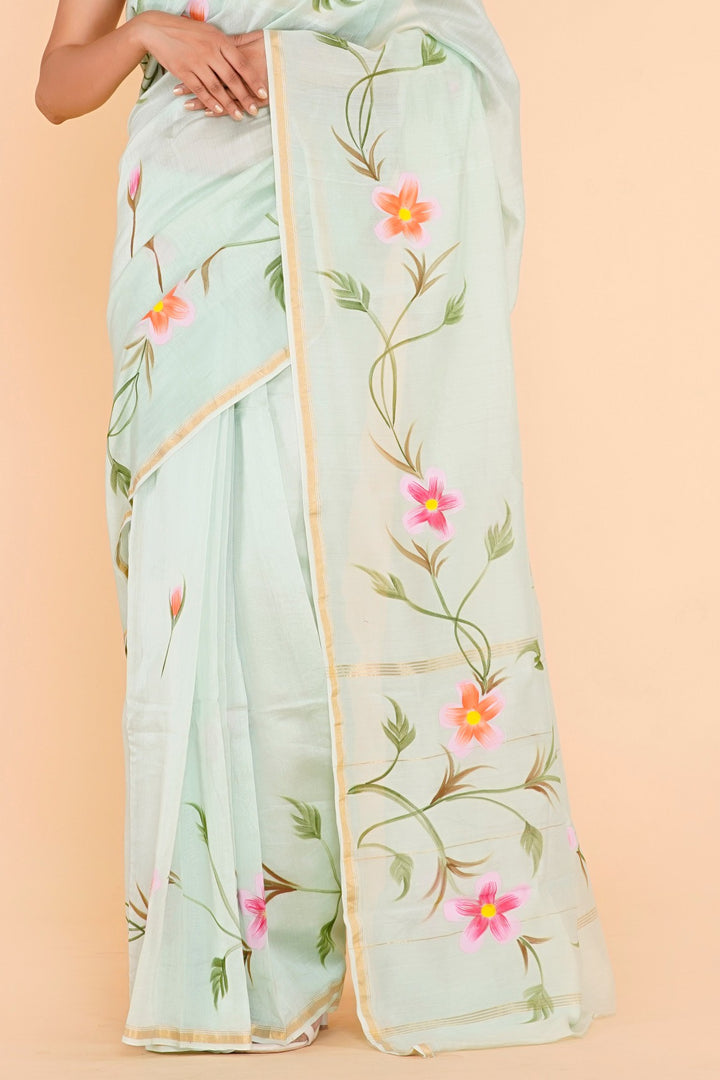 Chanderi Silk Saree with Hand Block Print - Shivanya Handicrafts Women's Traditional Indian Wear