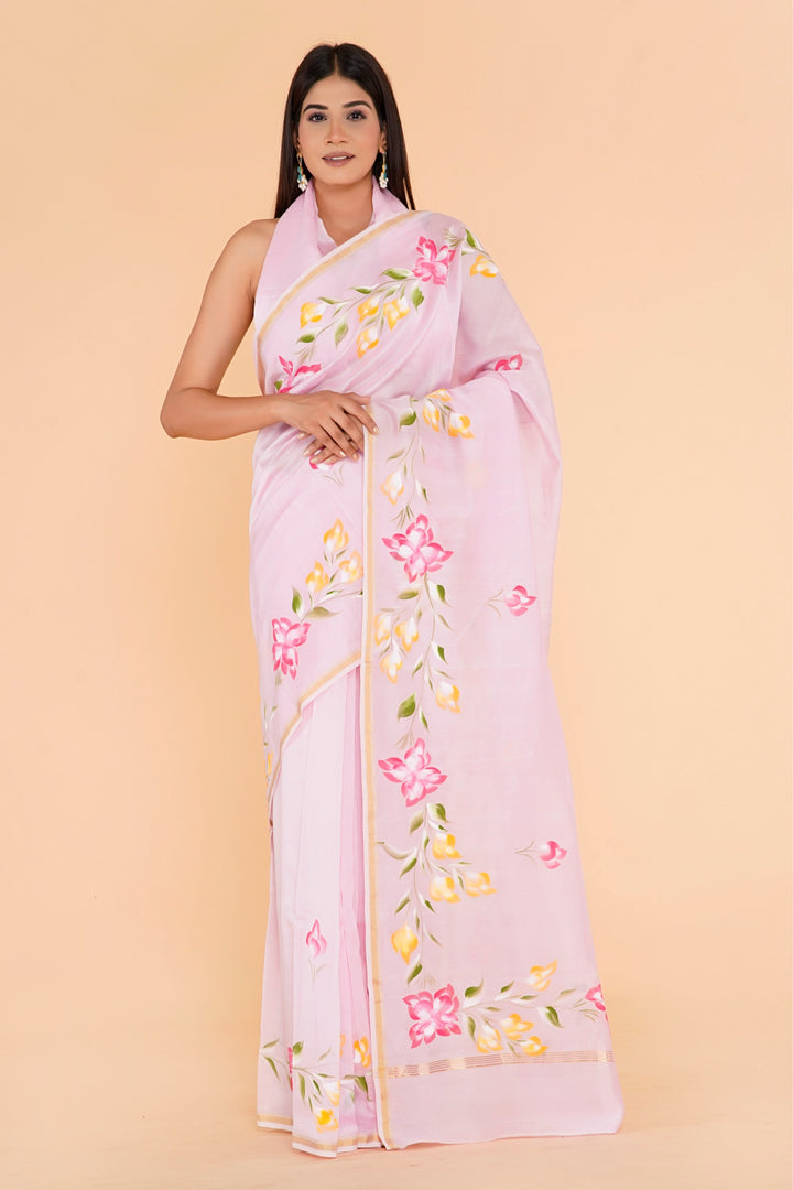 Chanderi Silk Saree with Hand Block Print - Shivanya Handicrafts Women's Traditional Indian Wear