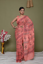 Load image into Gallery viewer, Mulmul Cotton Saree with Hand Block Print - Shivanya Handicrafts Women&#39;s Traditional Indian Wear
