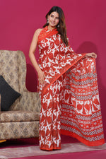 Load image into Gallery viewer, Mulmul Cotton Saree with Hand Block Print - Shivanya Handicrafts Women&#39;s Traditional Indian Wear
