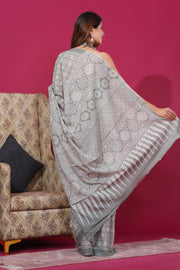 Mulmul Cotton Saree with Hand Block Print - Shivanya Handicrafts Women's Traditional Indian Wear