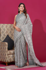 Load image into Gallery viewer, Mulmul Cotton Saree with Hand Block Print - Shivanya Handicrafts Women&#39;s Traditional Indian Wear
