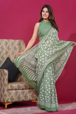 Load image into Gallery viewer, Mulmul Cotton Saree with Hand Block Print - Shivanya Handicrafts Women&#39;s Traditional Indian Wear
