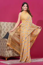 Load image into Gallery viewer, Mulmul Cotton Saree with Hand Block Print - Shivanya Handicrafts Women&#39;s Traditional Indian Wear
