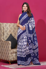 Load image into Gallery viewer, Mulmul Cotton Saree with Hand Wax Batik Print - Shivanya Handicrafts Women&#39;s Traditional Indian Wear
