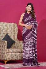 Load image into Gallery viewer, Mulmul Cotton Saree with Hand Wax Batik Print - Shivanya Handicrafts Women&#39;s Traditional Indian Wear
