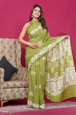 Load image into Gallery viewer, Mulmul Cotton Saree with Hand Wax Batik Print - Shivanya Handicrafts Women&#39;s Traditional Indian Wear
