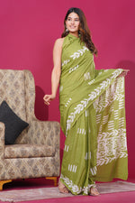 Load image into Gallery viewer, Mulmul Cotton Saree with Hand Wax Batik Print - Shivanya Handicrafts Women&#39;s Traditional Indian Wear
