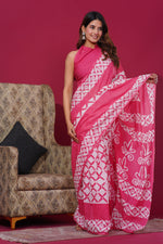 Load image into Gallery viewer, Mulmul Cotton Saree with Hand Wax Batik Print - Shivanya Handicrafts Women&#39;s Traditional Indian Wear
