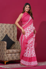 Load image into Gallery viewer, Mulmul Cotton Saree with Hand Wax Batik Print - Shivanya Handicrafts Women&#39;s Traditional Indian Wear
