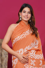 Load image into Gallery viewer, Mulmul Cotton Saree with Hand Wax Batik Print - Shivanya Handicrafts Women&#39;s Traditional Indian Wear
