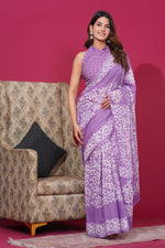 Load image into Gallery viewer, Mulmul Cotton Saree with Hand Wax Batik Print - Shivanya Handicrafts Women&#39;s Traditional Indian Wear
