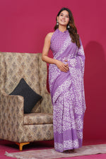 Load image into Gallery viewer, Mulmul Cotton Saree with Hand Wax Batik Print - Shivanya Handicrafts Women&#39;s Traditional Indian Wear
