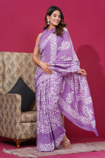 Load image into Gallery viewer, Mulmul Cotton Saree with Hand Wax Batik Print - Shivanya Handicrafts Women&#39;s Traditional Indian Wear
