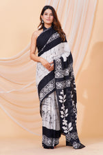 Load image into Gallery viewer, Mulmul Cotton Saree with Hand Wax Batik Print - Shivanya Handicrafts Women&#39;s Traditional Indian Wear
