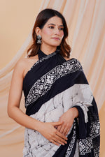 Load image into Gallery viewer, Mulmul Cotton Saree with Hand Wax Batik Print - Shivanya Handicrafts Women&#39;s Traditional Indian Wear
