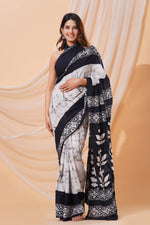 Load image into Gallery viewer, Mulmul Cotton Saree with Hand Wax Batik Print - Shivanya Handicrafts Women&#39;s Traditional Indian Wear
