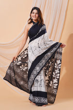 Load image into Gallery viewer, Mulmul Cotton Saree with Hand Wax Batik Print - Shivanya Handicrafts Women&#39;s Traditional Indian Wear
