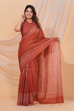 Load image into Gallery viewer, Mulmul Cotton Saree with Hand Block Print - Shivanya Handicrafts Women&#39;s Traditional Indian Wear
