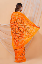 Mulmul Cotton Saree with Hand Block Print - Shivanya Handicrafts Women's Traditional Indian Wear