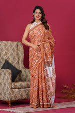 Load image into Gallery viewer, Mulmul Cotton Saree with Hand Block Print - Shivanya Handicrafts Women&#39;s Traditional Indian Wear
