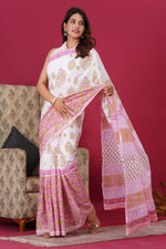 Load image into Gallery viewer, Mulmul Cotton Saree with Hand Block Print - Shivanya Handicrafts Women&#39;s Traditional Indian Wear
