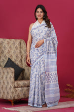 Load image into Gallery viewer, Mulmul Cotton Saree with Hand Block Print - Shivanya Handicrafts Women&#39;s Traditional Indian Wear
